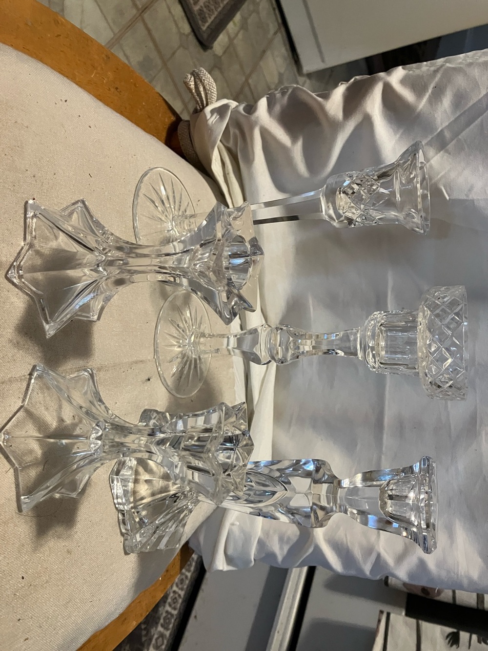 Set of 5. Crystal -American cut glass various size. Single candle